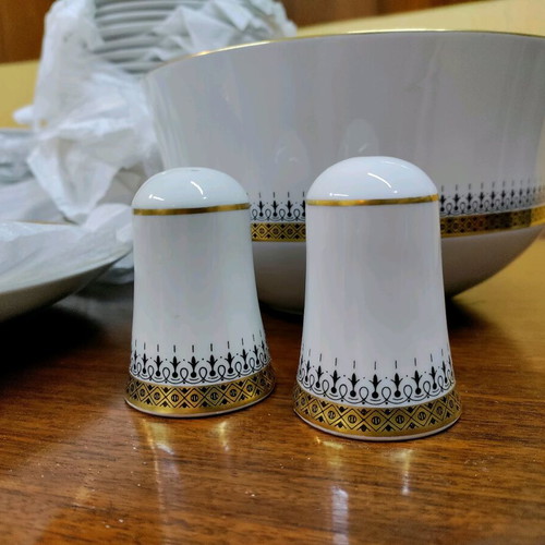 Vintage authentic Ionian serving set 82 pieces like new with gold design