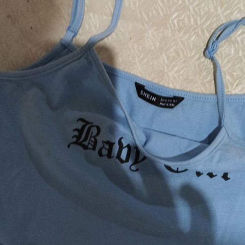 Trendy summer set Shein XS with sky blue crop top and leopard shorts like new