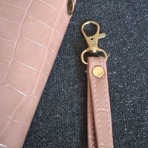 Wallet new with strap, beige, 20 cm