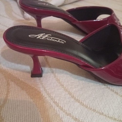 Mules patent leather burgundy, new, heel height 8cm