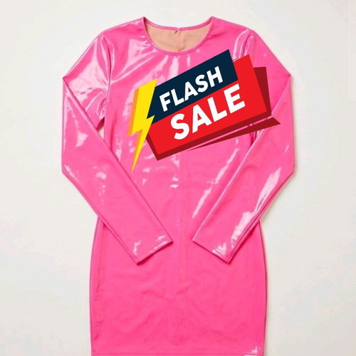 Long-sleeve leather dress used, pink, size L