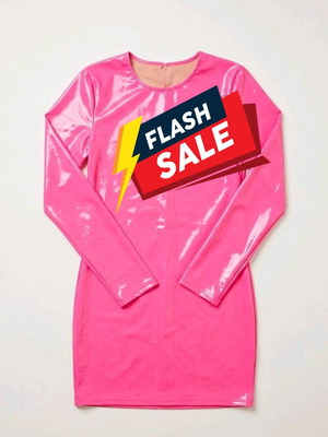 Long-sleeve leather dress used, pink, size L