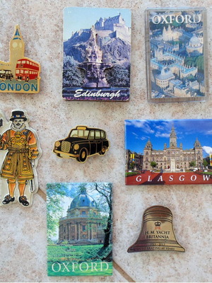 Fridge magnets used, set of 8 souvenirs from the United Kingdom