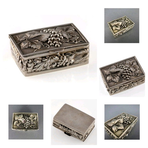 Old silver-plated pill box with embossed decoration like new