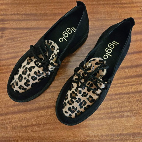 Ligglo lace-up shoes new with leopard animal print, size 37
