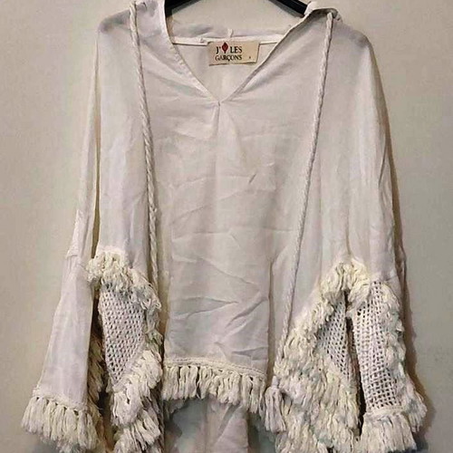 I Love Boys oversized white women's tunic blouse S-L