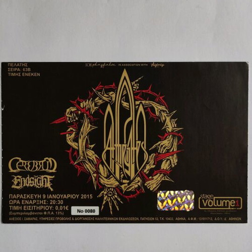 At the Gates ticket 9/1/2015 like new