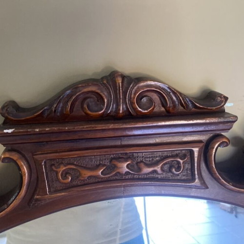 Wooden mirror used, height 120 cm, width 116 cm