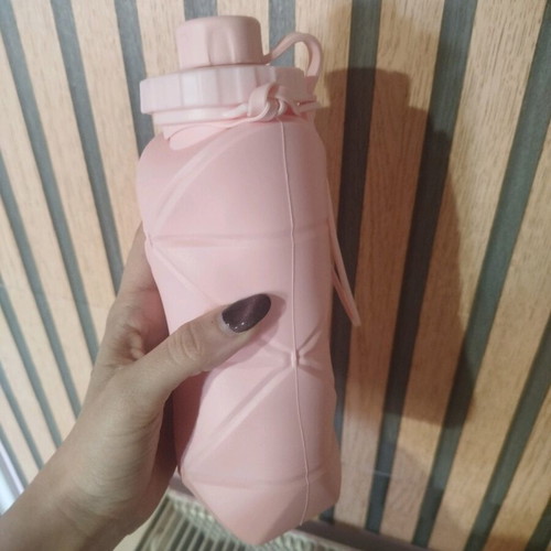 Silicone Collapsible Water Bottle 600ml Pink New