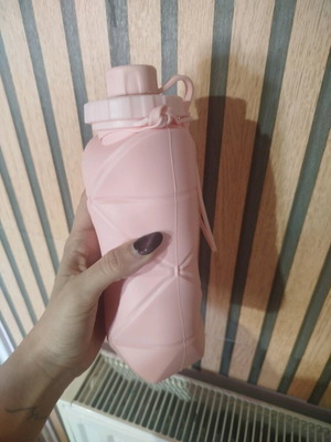 Silicone Collapsible Water Bottle 600ml Pink New
