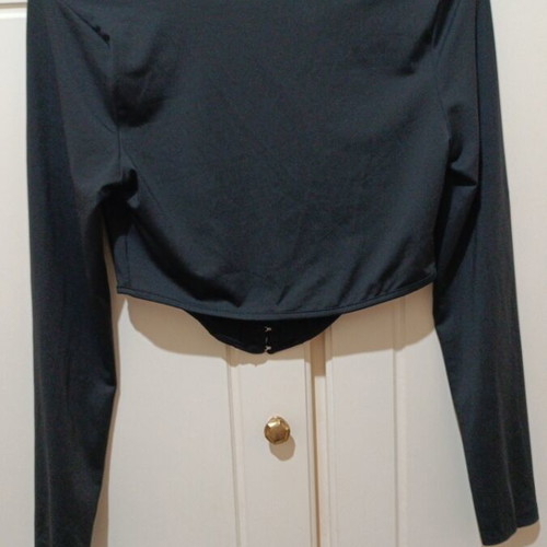 Shein black corset crop top with long sleeves, new, size S