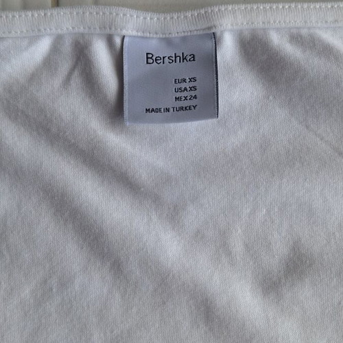 Bershka Off-White Crop Top like new, XS, side cords, vintage print