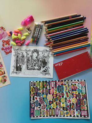 Set of 30 Pencils and 4 Crayons like new with many gifts