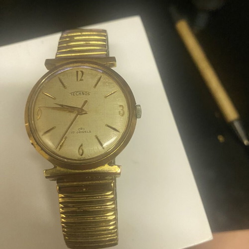 Technos vintage men's watch used, gold color