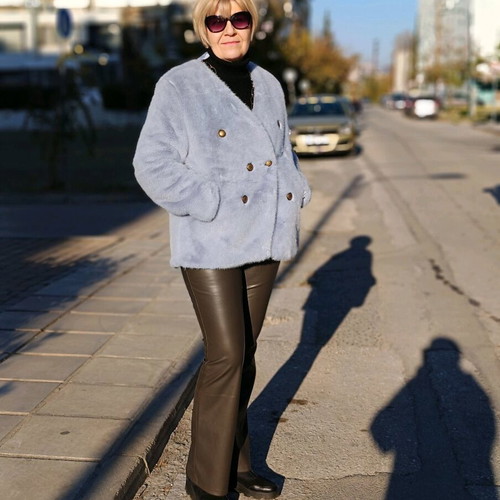 Fur jacket new Medium blue with tag