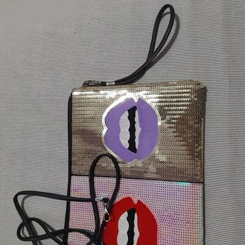 Sequin Envelope Bag shoulder type, like new, pink and gold