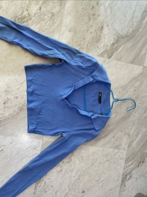 Zara crop long-sleeve top, blue, size S