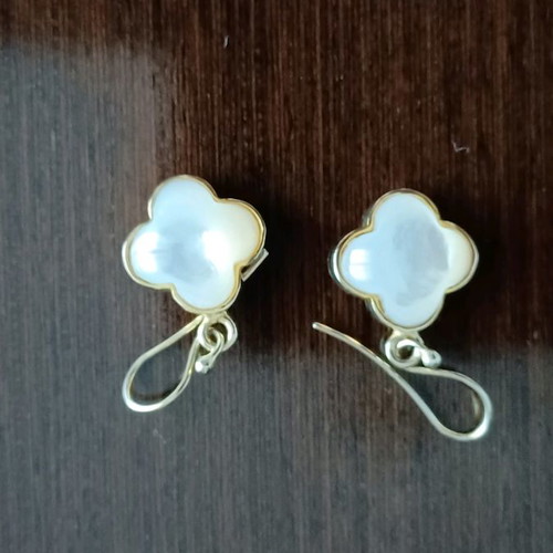 Loisir silver earrings new, gold-plated with pearl stones