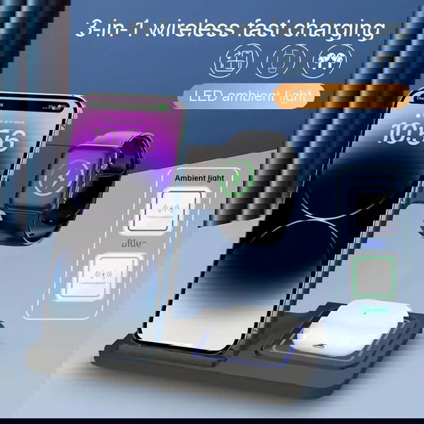 Σταντ ταχείας  ασύρματης φόρτισης  για iPhone, iWatch,  AirPods με  USB-C