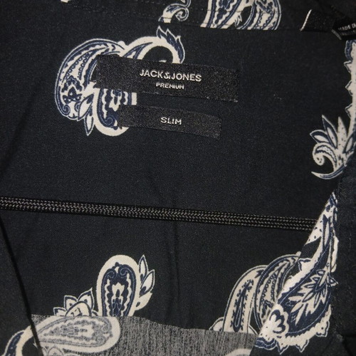 Jack and Jones men's shirt L, black with white paisley