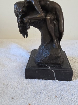 Romantic bronze by Milo on marble base like new