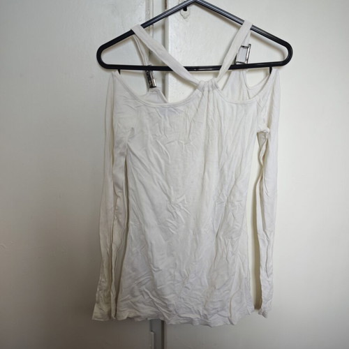 Women's long-sleeve shirt with designs used, white, size S