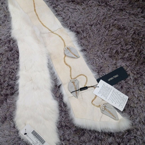 Celestino fur scarf new, 100% rabbit fur and leather