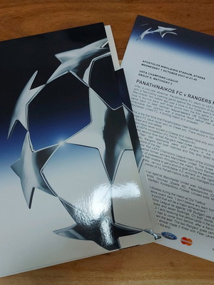 UEFA press folder Panathinaikos vs Rangers FC used with 16-page press kit