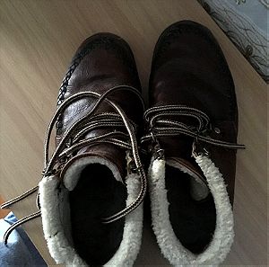 Boots Leather and Sheepskin handmade winter ankle boots