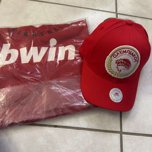 Olympiacos BC Tech GSA XL Training Shirt and 100 Years Collectible Cap new authentic