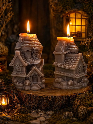 Χειροποίητα κεριά παραμυθένια σπιτάκια cozy διακόσμηση