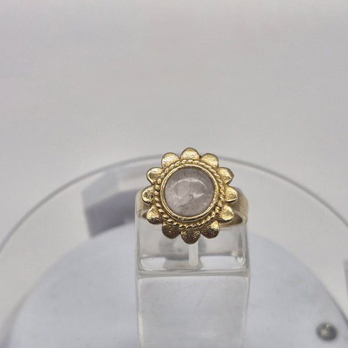 Rose Quartz Adjustable Brass Ring new