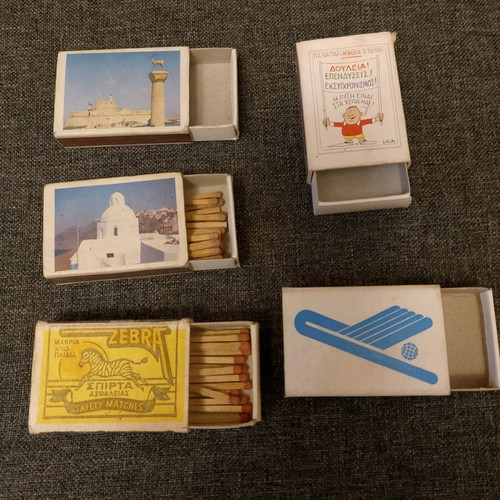 Matchboxes used, pack of 10, two with matches