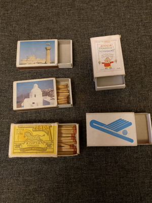 Matchboxes used, pack of 10, two with matches