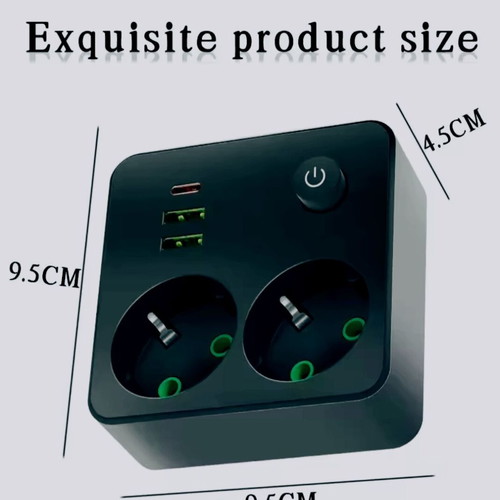 Power Strip 2x Schuko Sockets with USB-A & USB-C 2500W