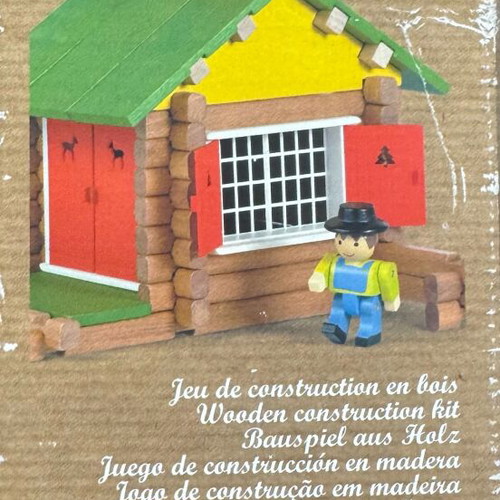 Wooden house used with 70 construction pieces