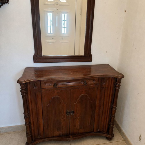 Classic style entrance furniture set with mirror and coat rack