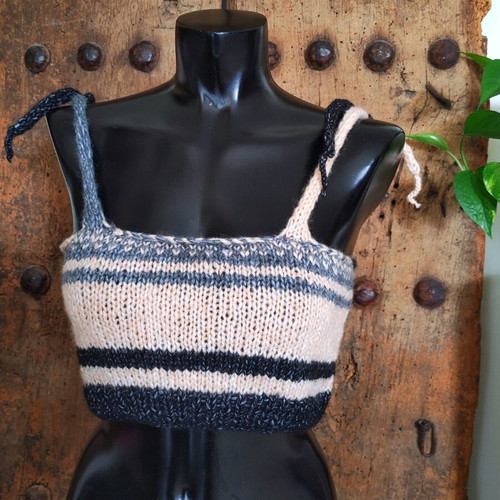 Handmade knit crop top multicolor new, size S