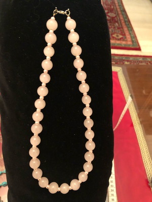 Necklace pink with crystals new, long double 22 cm