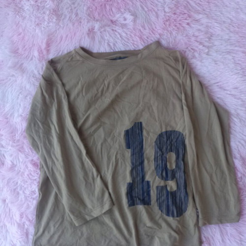 Beige blouse with blue print size Large like new