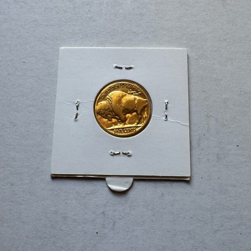 USA 24K gold plated 1936 5 cents coin used