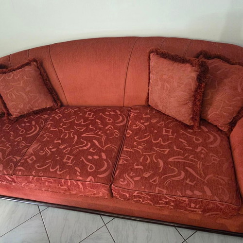 Sofa set 3-seater and 2-seater used with new fabric and sturdy wooden frame