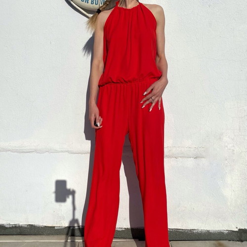 One-piece jumpsuit new, size M, red, 100% polyester