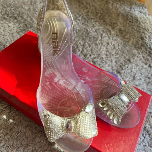 Nak jelly shoes used, size 36, silver