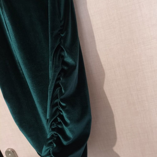 Handmade velvet mini dress emerald green S/M new