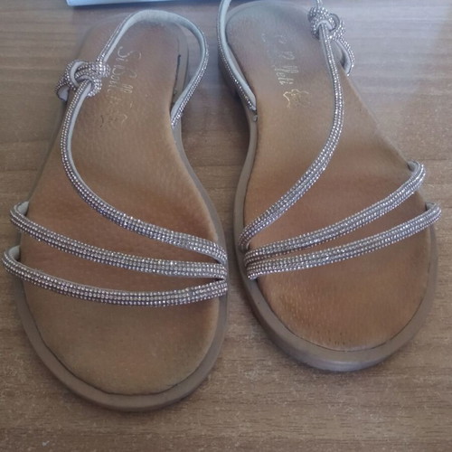 Sandals size 37 used, gold with leather insole