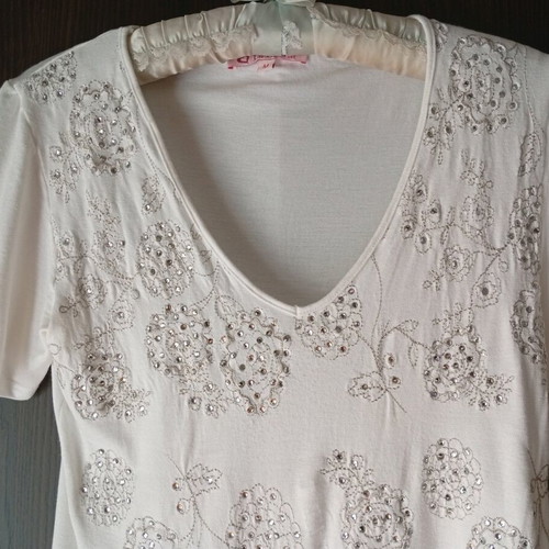 Women's White Blouse Size M New, Cotton with Elasticity
