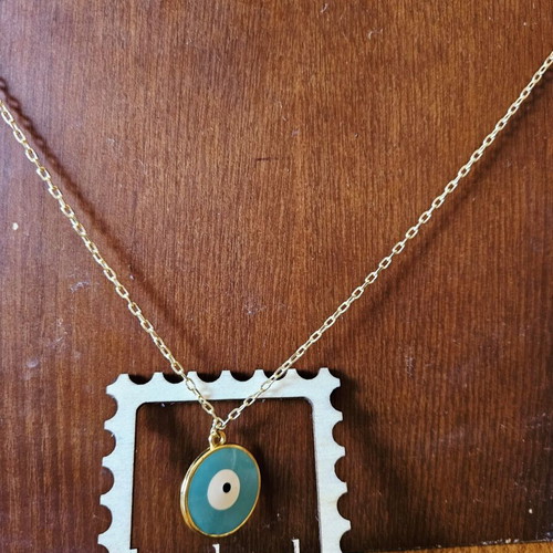Pendant Mataki with Enamel new, turquoise and gold