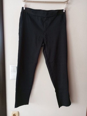 Blue pants with subtle geometric pattern and elastic waist, size L