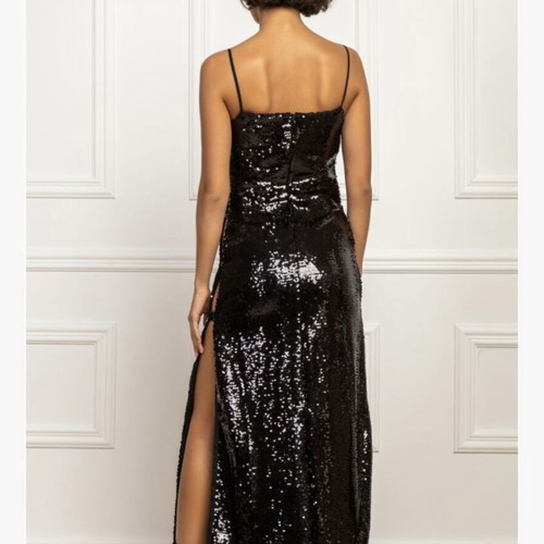 Black dress Stefania Vaidani new, sequin with side cutouts, size M